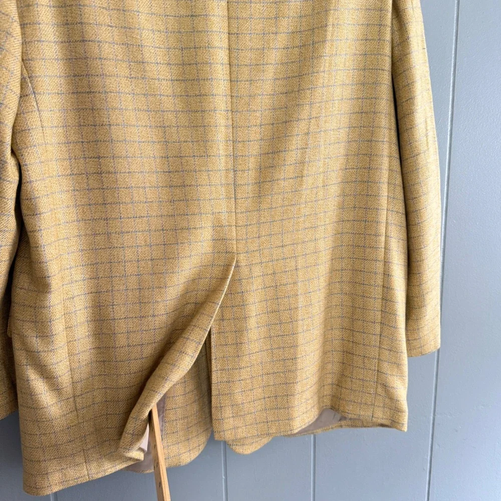 Vtg Maus & Hoffman 100% Cashmere Blazer Mens 42R Yellow Windowpane Quiet Luxury